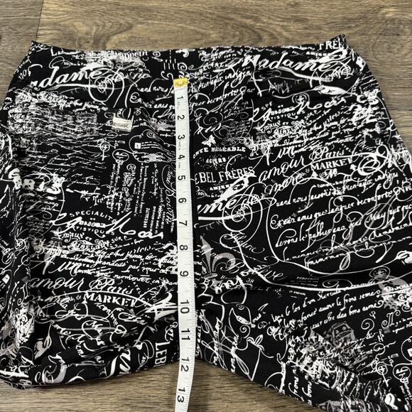 Lulu B Cropped Capri Pull On Pants Black White Women's Size 12 Pockets - Picture 5 of 12